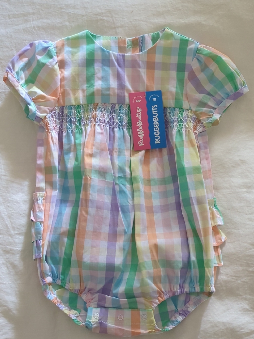 Ruffle Butts Rainbow Gingham Romper - size 18 - 24m